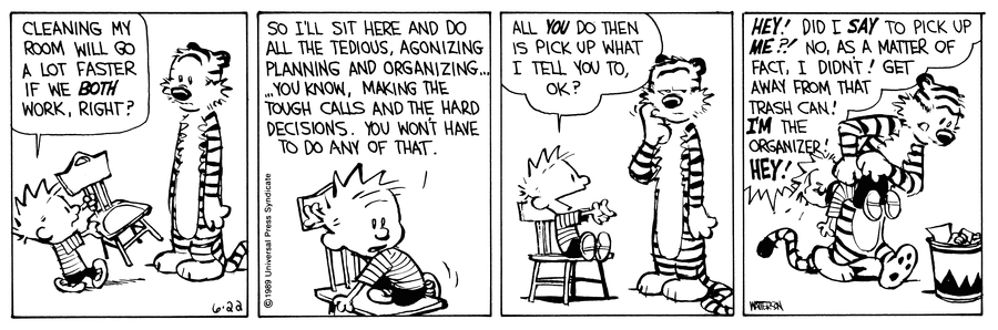Calvin and Hobbes cleaning